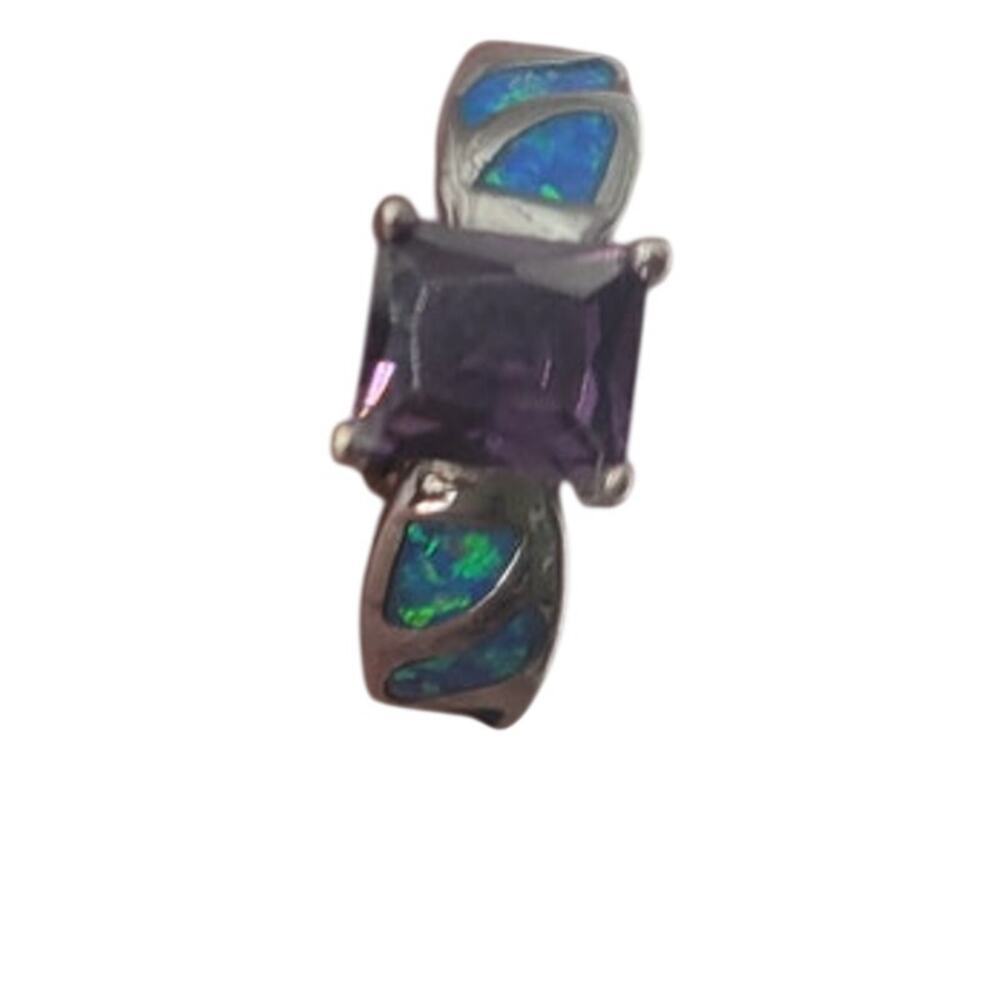 Amethyst and Fire Opal 925 Silver Ring Stamped Sz 5 - Picture 5 of 7